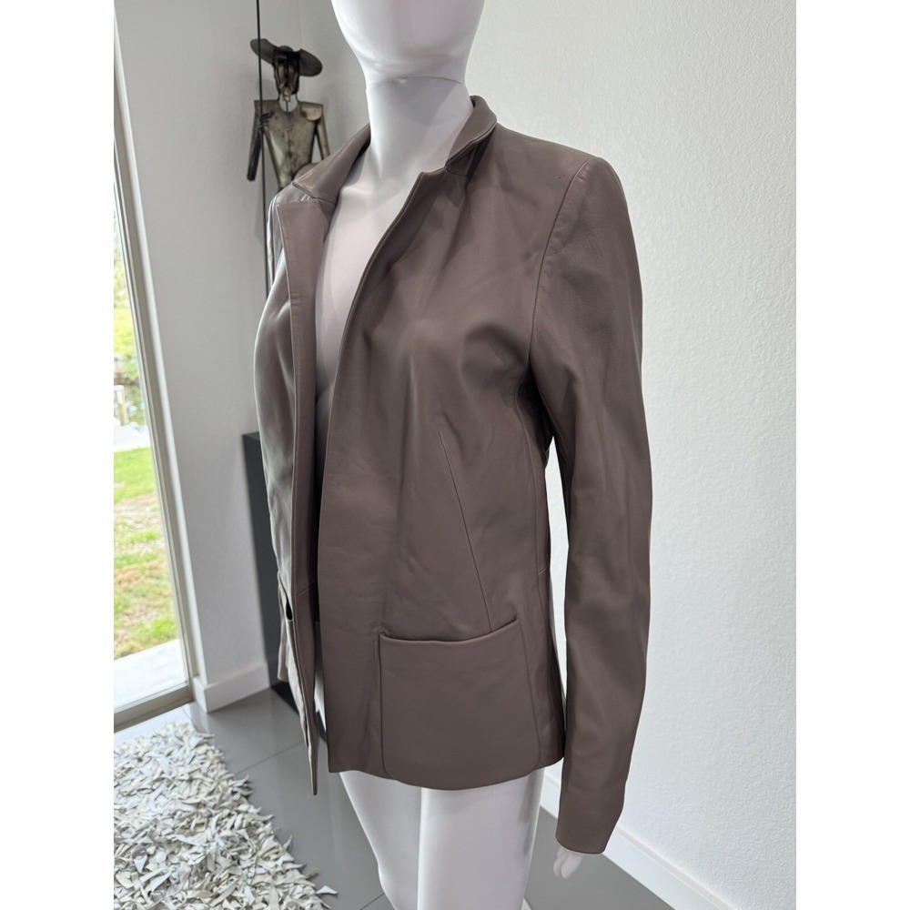 Designer Escada Taupe Lambskin Leather Jacket Sz 38 $2550